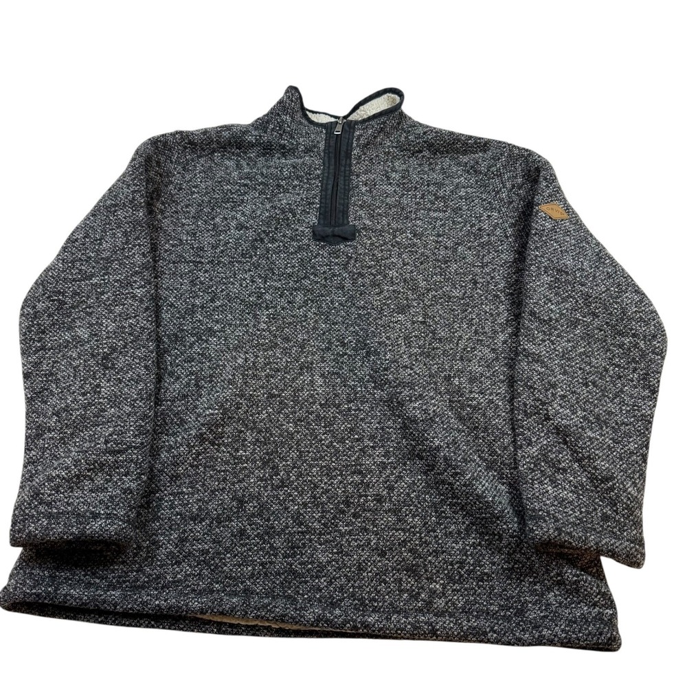 Orvis Sherpa-Lined‎ Quarter Zip Fleece Sweater Gray Men's XL
